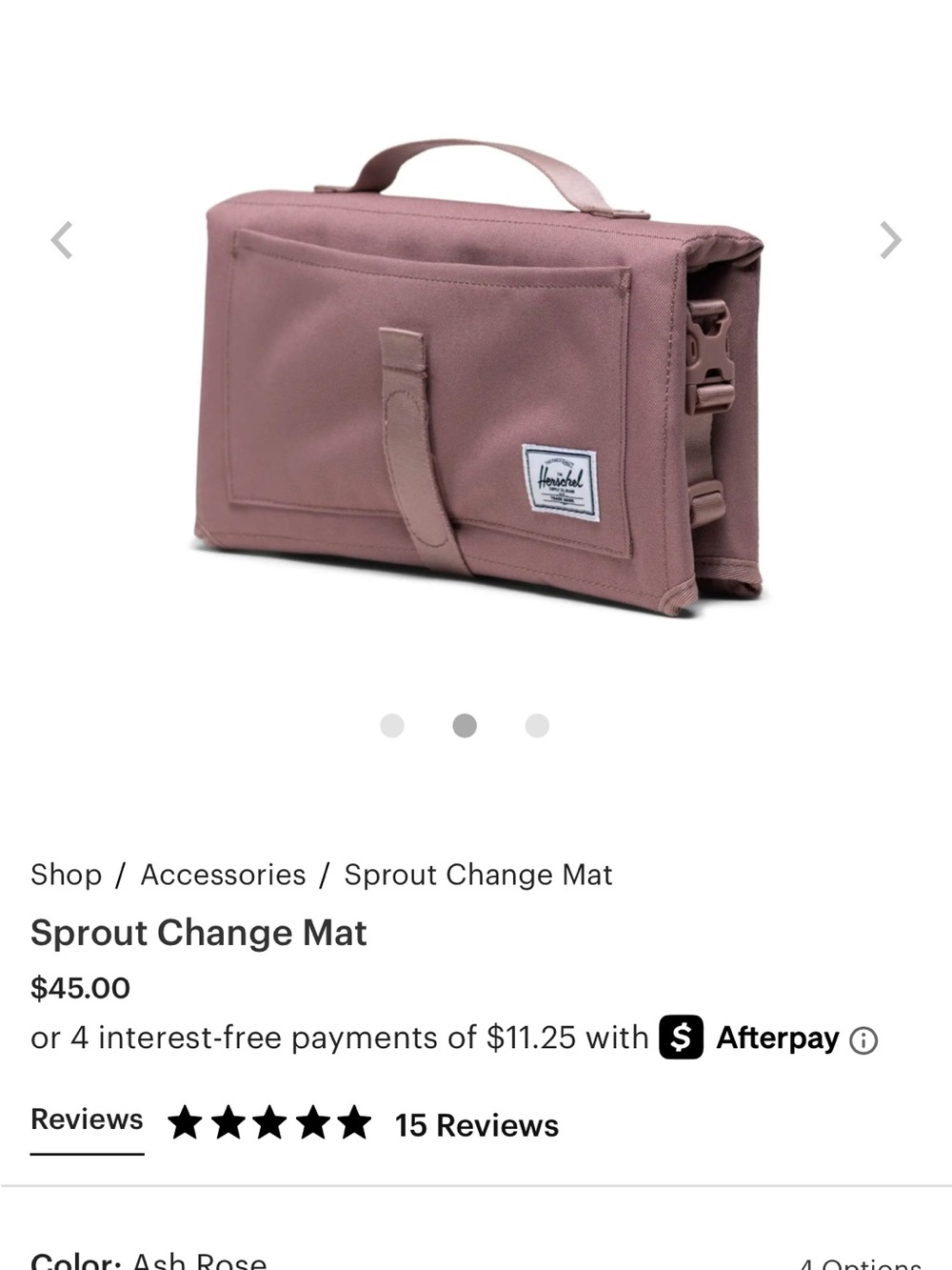 Herschel Diaper Changing Station in Ash Rose